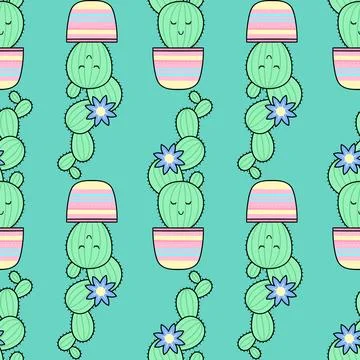 Cute Cacti. Stock Illustration