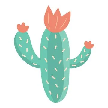 Cute cactus. Blooming succulent. Vector illustration isolated on white back.. Stock Illustration