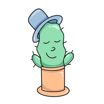 Cute cactus character in clay pot Ilustración de archivo