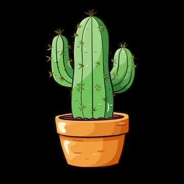 A cute cactus drawing isolated Stock Illustration