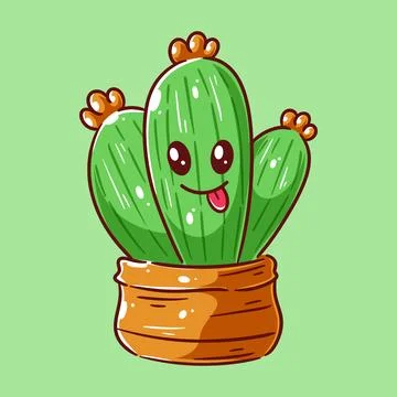 Cute cactus having facial expressions Stock Illustration