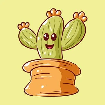 Cute cactus having laughing expression Stock Illustration