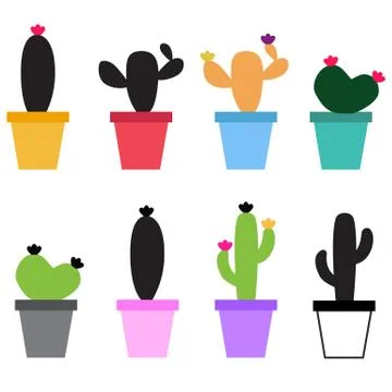 Cute Cactus icon on white background. flat style. Set Cute Cactus icon for yo Stock Illustration