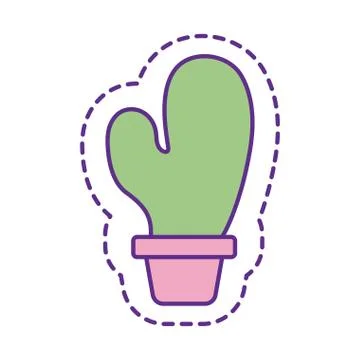 Cute cactus patch line and fill style icon vector design Illustrazione stock