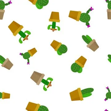 Cute cactus seamless pattern background. illustration Illustrazione stock