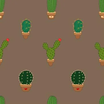 Cute cactus seamless pattern. Design element for textile, prints for clothes. Illustrazione stock