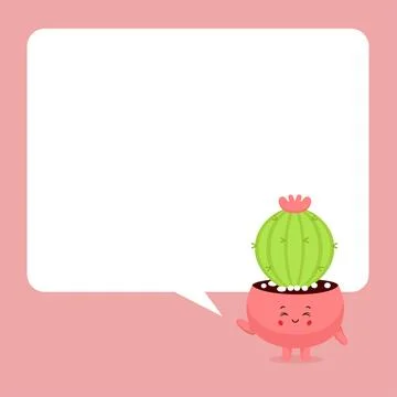 Cute Cactus with Speech Bubbles Stock Illustration