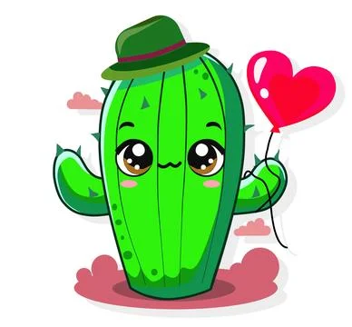 Cute cactus ,vector hand-drawing illustration Stock Illustration