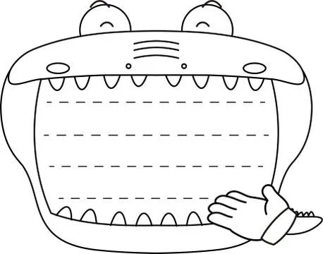 Cute caiman noteboard outline Stock Illustration