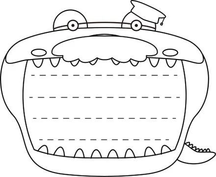 Cute caiman noteboard outline Stock Illustration