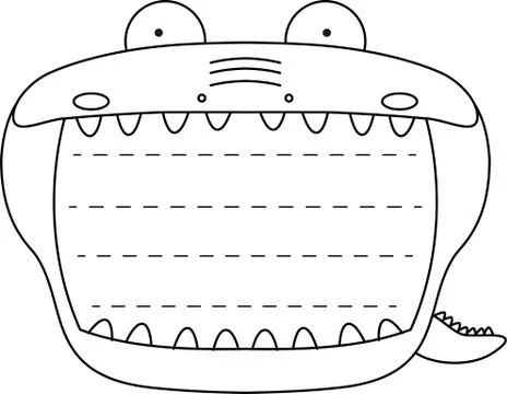 Cute caiman noteboard outline Stock Illustration