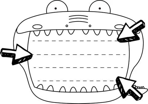 Cute caiman noteboard outline Stock Illustration