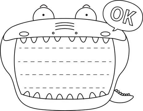 Cute caiman noteboard outline Stock Illustration