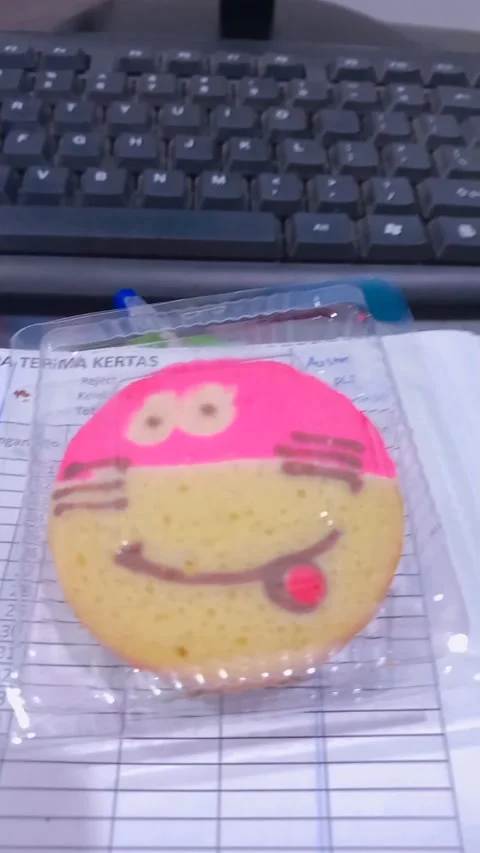 Cute cake doraemon pink Stock Footage 235785332