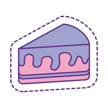 Cute cake patch line and fill style icon vector design Illustrazione stock