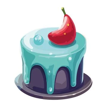 Cute cake on a plate with berry Stock Illustration
