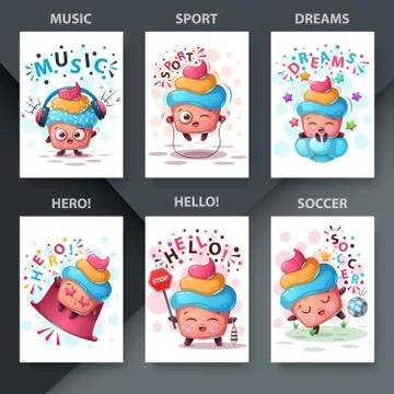 Cute cake - set six items Stock Illustration