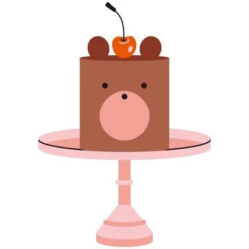 Cute cake shaped like a bear's muzzle. Colorful delicious desserts on stand.. Ilustración de archivo