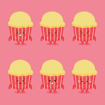 Cute Cake with Various Expression Stock Illustration