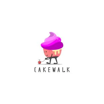 Cute cake walk gradient logo Stock Illustration