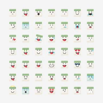 Cute calendar with emoticons vector icon illustration Stock Illustration