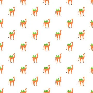 Cute camel animals repeating seamless white background pattern Stock Illustration