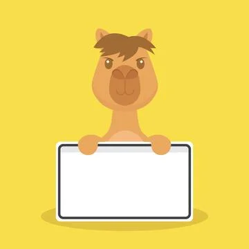 Cute Camel Holding Blank Text Board Stock Illustration