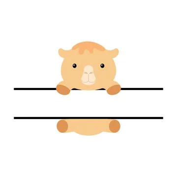 Cute camel split monogram. Funny cartoon character for shirt, scrapbooking, p Stock Illustration