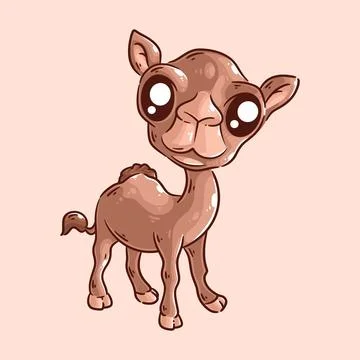 Cute camel is standing cartoon vector Stock Illustration