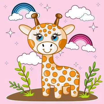 Cute camel standing cartoon vector illustration. Animal nature concept vect.. Stock Illustration