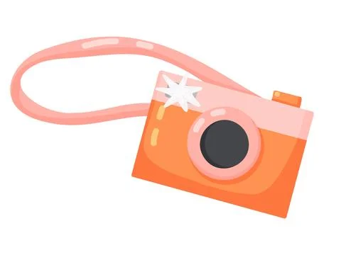 Cute Camera with a Strap Hand Drawn Illustartion Stock-Illustration
