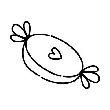 Cute candy, line black vector illustration Stock Illustration