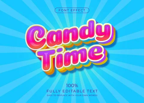 Cute Candy text effect, editable font style Stock Illustration