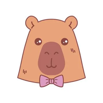 Cute capybara character in a bow tie. Capybara animal cartoon icon Stock Illustration