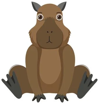 Cute capybara in flat style isolated Stock Illustration
