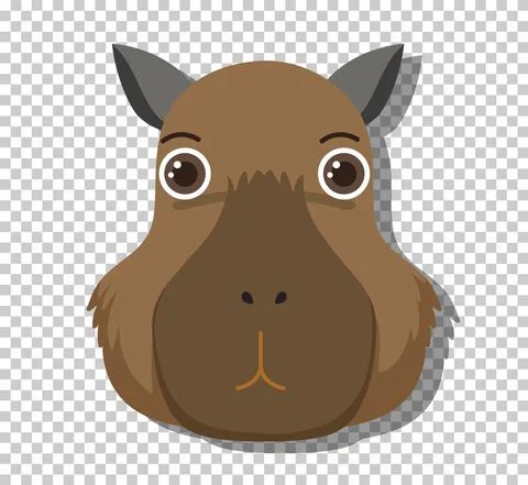 Cute capybara head in flat cartoon style Stock Illustration