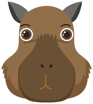 Cute capybara head in flat style Stock Illustration