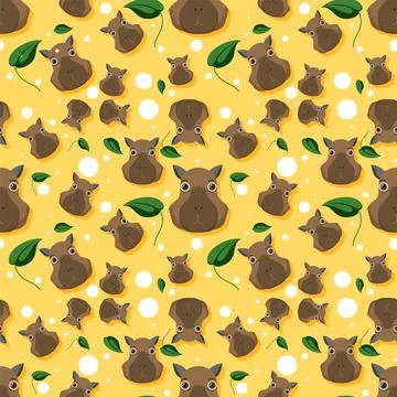 Cute capybara seamless pattern 스톡 일러스트