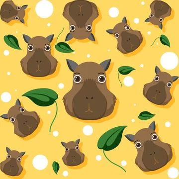 Cute capybara seamless pattern Stock Illustration