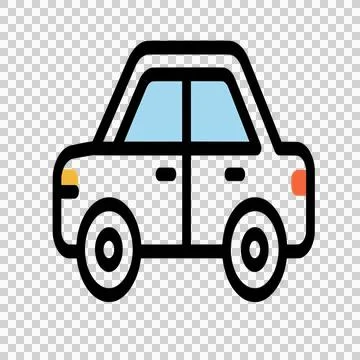Cute Car 2D Flat Vector Icon Stock Illustration