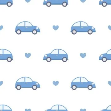 Cute Car Seamless Pattern Vector Stock Illustration