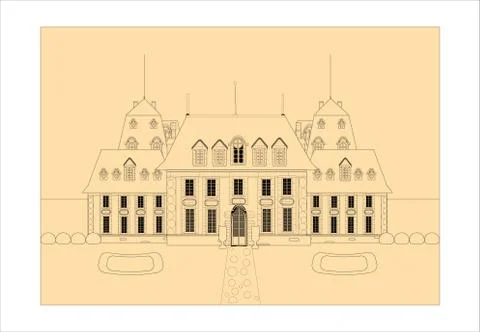 Cute card. castle. sketch vector Stock Illustration