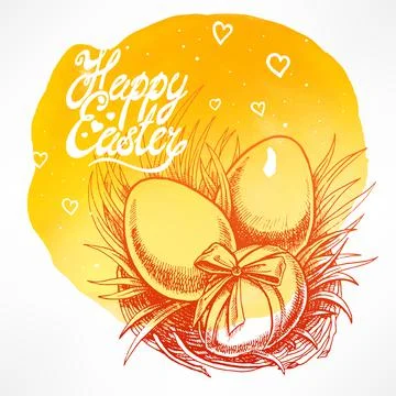 Cute card with Easter nest Stock Illustration