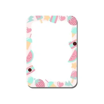 Cute Card with Place for Notes Decorated with Sweets, Trendy Lined Template Can Stock Illustration