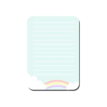Cute Card with Place for Notes Decorated with Rainbow, Lined Template Can Be Stock Illustration