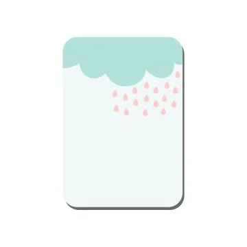 Cute Card with Place for Notes Decorated with Cloud and Rain Drops, Lined Stock Illustration