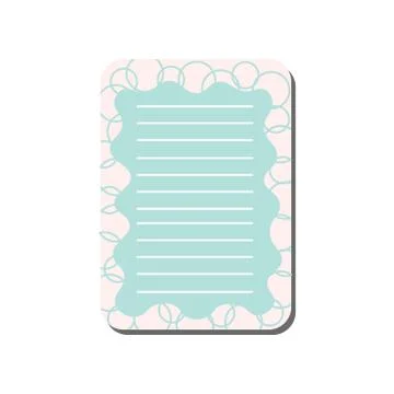 Cute Card with Place for Notes, Light Blue Lined Template Can Be Used for Stock Illustration