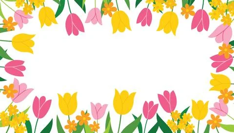 Cute card with spring flowers. Spring Tulips, floral postcard or poster in fl Stock Illustration