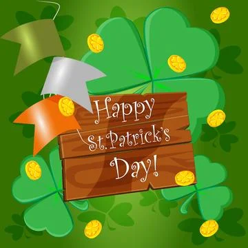 Cute card for your saint patrick celebration with beautiful shamrocks Stock Illustration