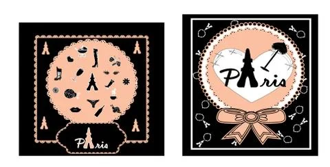 Cute cards paris vector Stock Illustration